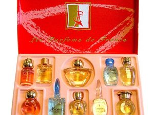 Charrier Parfums Top 10 Les Parfums de France – Caja lujosa de cartón que contiene 10 botellas en miniatura con Eau De Parfum, Color Rojo, 52,7 ml