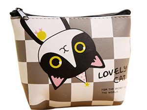 Dosige 1PCS Mini Cartera para Mujer,Material de PU Billetera,Bolso de Llave,Paquete de Almacenamiento, patrón Gato Size 11x13cm (Gato de Cuadros)