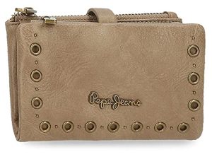 Pepe Jeans Camper Cartera con Tarjetero Beige 14,5x9x2 cms Piel sintética
