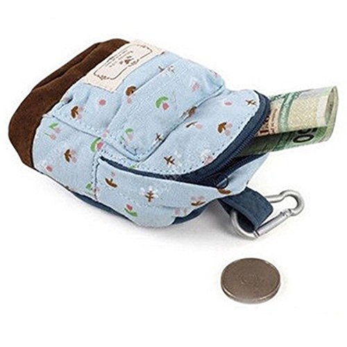 Dosige 1PCS Billetera de Material de PU, Mujer Mini Cartera,Monedero con Cremallera,Bolso de Llave,Forma de Mochila Monedero Azul 8.5 * 5.5cm