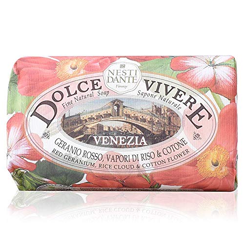 NESTI DANTE Dolce Vivere Jabón Natural (Geranio Rojo, Nube De Arroz y Flores De Algodón) - 250 gr.