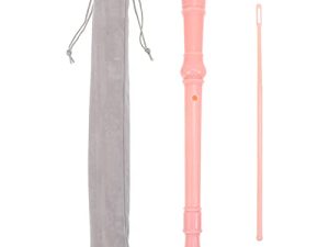 Generic Grabador de instrumentos soprano, dedos alemanes, flauta ABS con barra de limpieza y bolsa suave, instrumento de clarinete de 8 agujeros para niños adultos principiantes, rosa