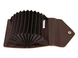 DAUZ Estuche para Tarjetas, Portatarjetas de Crédito Compacto Cuero de PU Suave para IR de Compras (Brown)