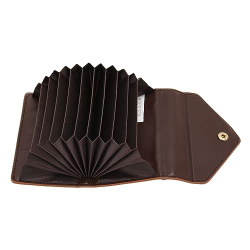 DAUZ Estuche para Tarjetas, Portatarjetas de Crédito Compacto Cuero de PU Suave para IR de Compras (Brown)