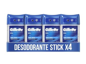 Gillette Clear Gel Antitranspirante Desodorante Cool Wave Para Hombre, 4 x 70 ml