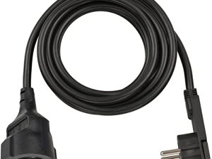 Brennenstuhl Cable alargador de corriente de enchufe plano, Interior, Negro, 3 m