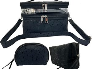 Neceser Mujer Grande 3 Piezas Neceser de Viaje Maquillaje Impermeable Bolsa Aseo Niña Organizador Transparente Washbag Cosméticos Bag con Correa Ajustable Y Desmontable para Viaje Mujeres y Niños
