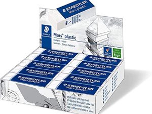 Staedtler Mars Plastic 526 50. Goma de borrar de color blanco, Caja con 20 unidades.
