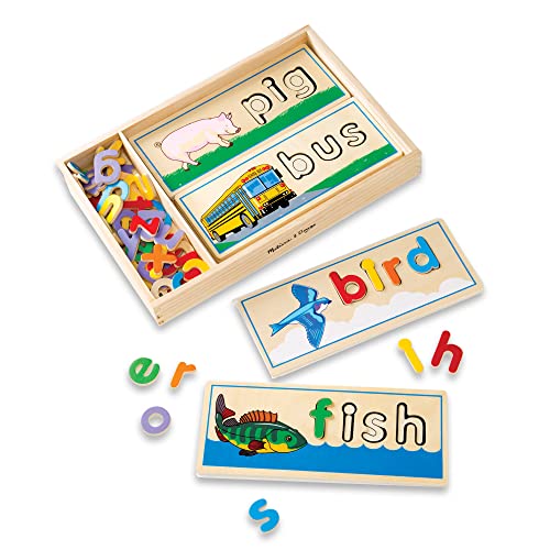 Melissa & Doug Juguete educativo de madera para aprender ingles, Juguete Montessori, Juguete para deletrear en ingles, Regalo para niños y niñas de 3 4 5 6 7 8 años