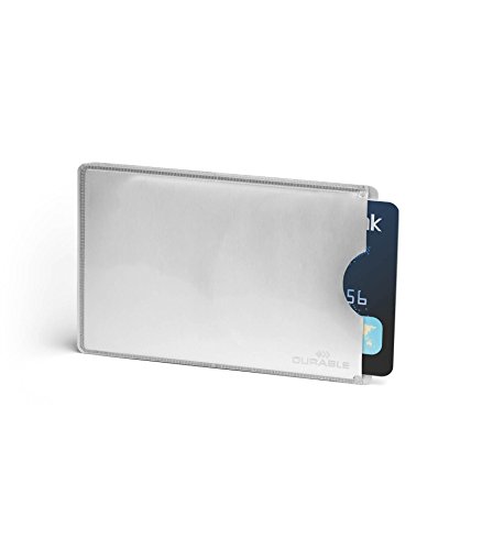 Durable 890023 Estuche para tarjetas de crédito con protección Rfid, bolsa de 10 estuches para tarjetas, plateado
