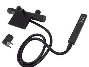 Juego de Grifos de Ducha, Combo de Ducha de Bañera Altura Ajustada Rosca Hembra Y Macho G1/2 Pulverizador a Presión Caño de Cascada Montado en la Pared para Accesorios de Baño(negro)