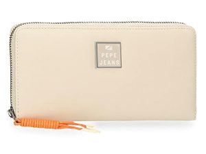 Pepe Jeans Bea Billetero con tarjetero Beige 19,5x10x2 cms Piel sintética