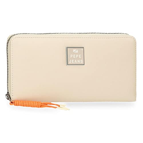 Pepe Jeans Bea Billetero con tarjetero Beige 19,5x10x2 cms Piel sintética