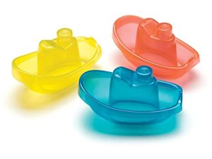 Playgro Barquitos Flotantes, 3 piezas, Sin BPA, Desde los 6 Meses, Bright Baby Boats, Azul/Rojo/Amarillo, 40146 (0183454)