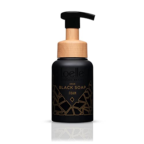Loelle - Espuma de Jabón Negro Africano Hecho Exclusivamente con Materias Primas Naturales - Jabones Orgánicos - Ideal para el Cuerpo, la Cara y el Cabello - Pastilla Hecha en Ghana (250ml)