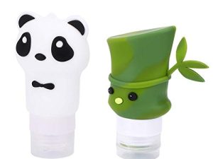 Okuyonic Botella de Viaje, Botella de Viaje Portátil Botella de Champú de Viaje Exquisita Botella de Viaje de Silicona Material de Silicona Panda de Dibujos Animados Forma de Bambú para Viaje para