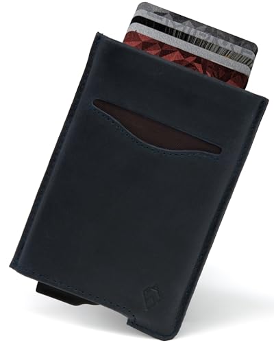 AKIELO Tarjetero de Hombre de Piel con Bloqueo RFID y Caja Regalo – Cartera de Hombre para Tarjetas – Cartera Tarjetero de Hombre y Protector de Tarjetas Contactless (Colección Alpha)