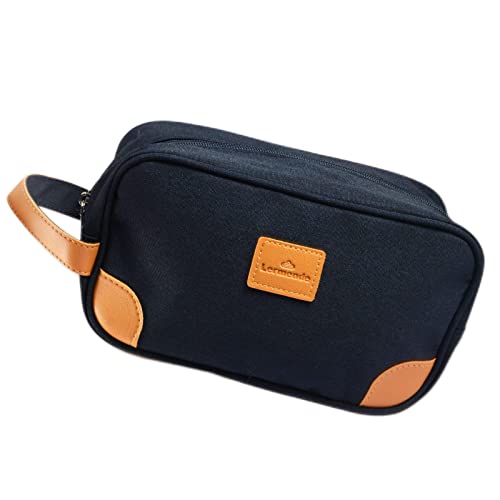 Lermende - Bolsa de aseo para hombre, bolsa de afeitar, organizador de artículos de tocador para colgar para hombres, Azul oscuro, Neceser para hombres o mujeres