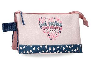 Roll Road One World Estuche Triple Rosa 22x12x5 cms Poliéster