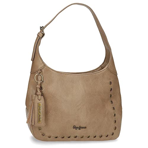 Pepe Jeans Camper Bolso Bandolera Beige 27,5x19x4 cms Piel sintética