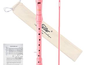 Eastar Flauta dulce soprano para principiantes y niños, instrumento en clave de Do, ABS, 3 piezas con kit de limpieza, reposapulgar, funda de algodón, tabla de digitación, rosa ERS-21GP