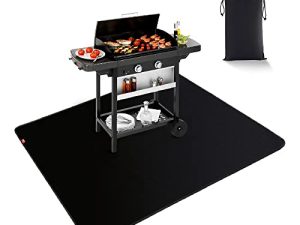 Alfombrilla para barbacoa de gas y carbón exterior EC Technology XXL, 122 x 152 cm, ignífuga, de protección para el suelo, anticaída