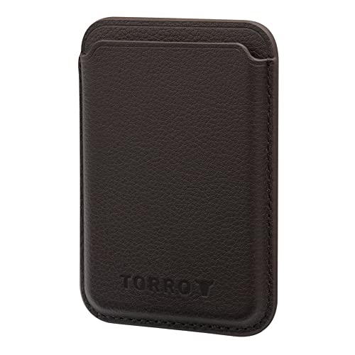 TORRO Tarjetero/Cartera MagSafe - Tarjetero de Piel Auténtica de Primera Calidad con Protección RFID, Compatible con Serie iPhone 14/13/12 - Marrón Oscuro