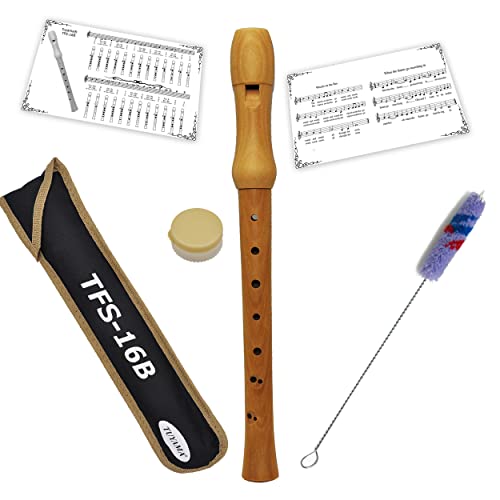 Tuyama® Flauta TFS-16B C-Soprano Flauto Dulce Soprano - Digitación Barroco - Madera de Arce - con Tablatura y 2 Partituras - Soprano Recorder Flute