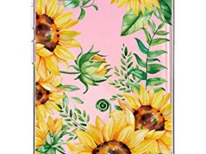 Oihxse Cristal Funda para Samsung Galaxy A80/A90 Transparente Suave TPU Flores Girasoles Amarillos Dibujo Diseño Serie Carcasa Flexible Bumper Anti-Choque Anti-Arañazos Protector (D1)