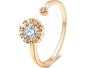 YAZILIND Anillo de Compromiso de Las Bodas de Las Mujeres Anillo de Compromiso de la Promesa del Zirconia cúbico Plateado Oro 18K Tamaño del Regalo de la joyería del día de Madre 16,5