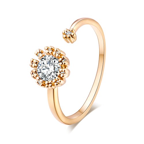 YAZILIND Anillo de Compromiso de Las Bodas de Las Mujeres Anillo de Compromiso de la Promesa del Zirconia cúbico Plateado Oro 18K Tamaño del Regalo de la joyería del día de Madre 16,5