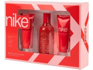 Nike – Coral Crush, Perfume 100 ml + Gel de Baño 75 ml + Loción Corporal 75 ml, Estuche de Regalo para Mujer, Pack Nike Coral Crush 3 Piezas, Femenina, Fresca y Floral, de Larga Duración