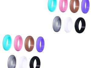 NOLITOY 14 Piezas Anillo De Silicona Suave Anillos Deportivos De Silicona Anillos Para Mujer Alianzas De Boda De Goma Anillos De Dedo De Goma Europeo y Americano Amantes Anillo Deportivo