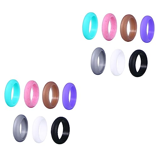 NOLITOY 14 Piezas Anillo De Silicona Suave Anillos Deportivos De Silicona Anillos Para Mujer Alianzas De Boda De Goma Anillos De Dedo De Goma Europeo y Americano Amantes Anillo Deportivo