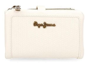 Pepe Jeans Lena Cartera con Tarjetero Blanco 14,5x9x2 cms Piel sintética