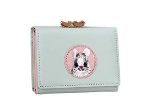 JIUFENG Monedero para Mujer Creativo Animal Bordado Multitarjeta Monedero Corto Monedero Monedero (Verde)
