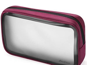 ProCase TSA Aprobado Neceser de Viaje, Bolsa Aseo de Transporte para Avión, Almacenamiento Transparente de Artículos Cuidados Líquidos Cremas y Cosméticos -Rojo