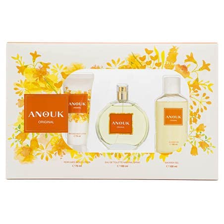 ANOUK - Original Perfume 100 ml + Crema de Cuerpo 75 ml + Gel de Baño 100 ml, Estuche Regalo Mujer, Colonia Perfumada, Eau de Toilette Femenina, Floral, Frutal y Fresca, de Larga Duración