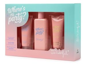 Mr. Wonderful – Where’s the Party?, Perfume 75 ml + Crema de Manos 75 ml, Crema de Cuerpo 75 ml, Estuche Regalo Mujer, Pack 3 Piezas, Fragancia Oriental Vainilla, de Larga Duración