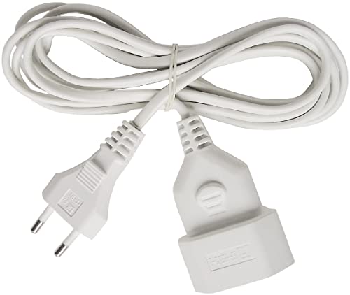 Brennenstuhl Cable alargador de corriente de enchufe Euro (enchufe europeo, para interiores, cable plano de), Blanco, 5 m