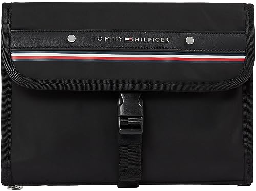Tommy Hilfiger Hombre Neceser Repreve piel sintética, Multicolor (Black), Talla Única