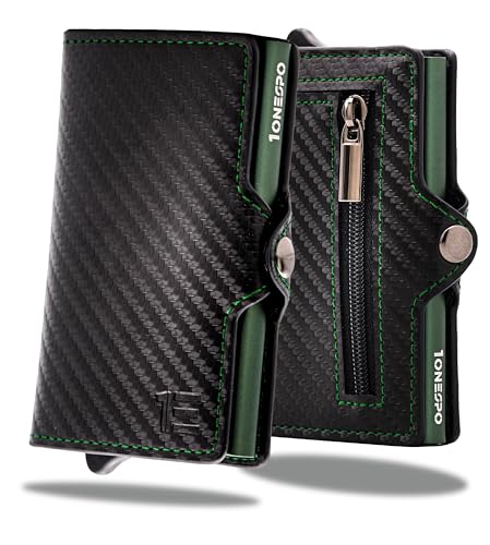 1onespo Tarjetero de crédito, Negro Carbono Verde