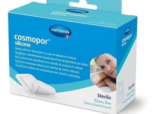 Cosmopor Silicone: Apósito Estéril con Capa de Contacto de Silicona; Retirada Indolora; 7,2x5cm; 5 Unidades