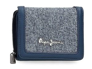Pepe Jeans Maddie Billetero con Monedero Azul 10x8x3 cms Poliéster con detalles en Piel Sintética