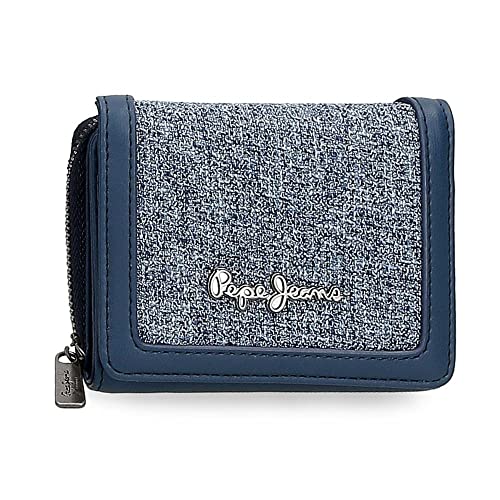 Pepe Jeans Maddie Billetero con Monedero Azul 10x8x3 cms Poliéster con detalles en Piel Sintética