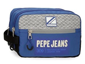 Pepe Jeans Darren Neceser Dos Compartimentos Adaptable Azul 26x16x12 cms Poliéster