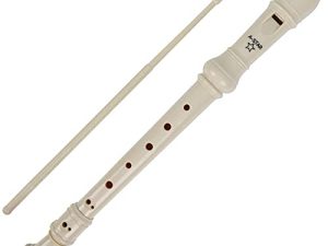 A-Star Soprano/Descant School Recorder Instrumento, digitación inglesa/barroca – Clave de C con tabla de aprendizaje, bolsa, varilla de limpieza – Beige