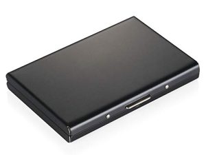 Vicloon Tarjetero para Tarjetas de Crédita/Visita/Monedero,Delgado Portatarjetas Metálico con RFID Bloqueo y 6 Ranuras de PVC, para Hombre y Mujer(Negro)