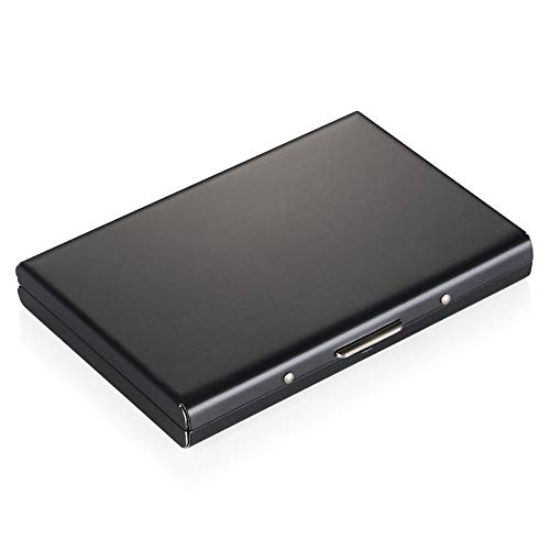 Vicloon Tarjetero para Tarjetas de Crédita/Visita/Monedero,Delgado Portatarjetas Metálico con RFID Bloqueo y 6 Ranuras de PVC, para Hombre y Mujer(Negro)