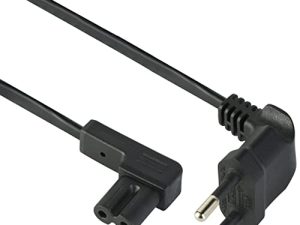 Electraline 95511 Cable de alimentación de audio, video, radio, Sonos Play en ángulo; Enchufe europeo a doble enchufe hembra tipo C7; 1.8M